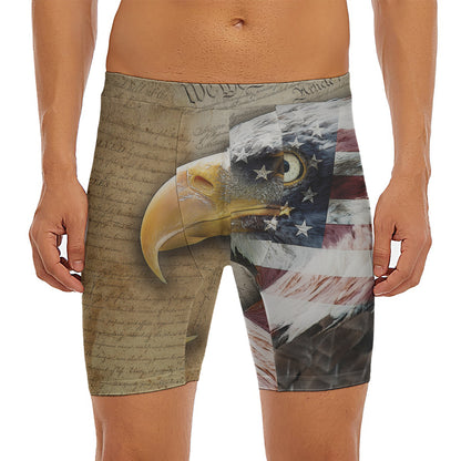 American Land Of Liberty Print Men's Long Boxer Briefs