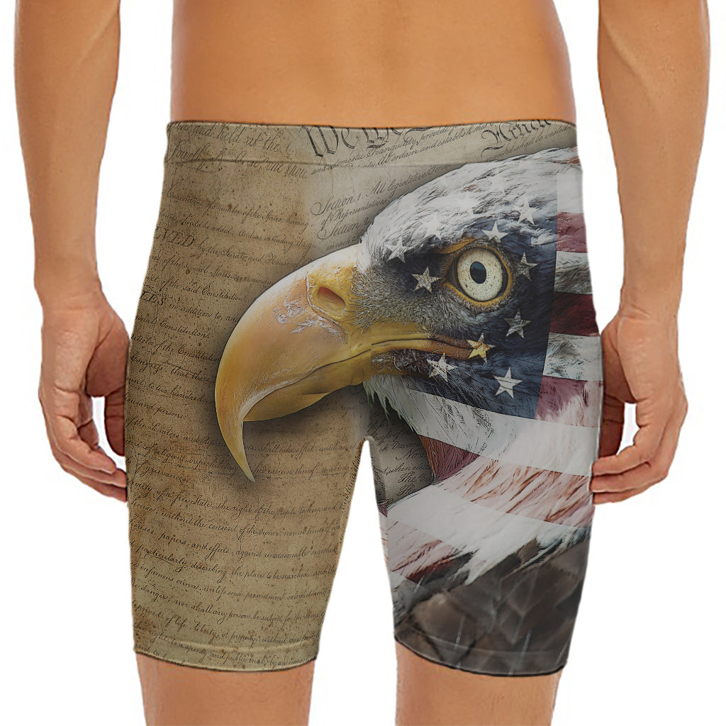 American Land Of Liberty Print Men's Long Boxer Briefs