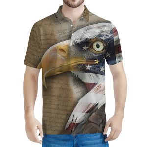 American Land Of Liberty Print Men's Polo Shirt