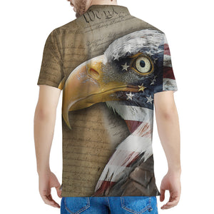 American Land Of Liberty Print Men's Polo Shirt