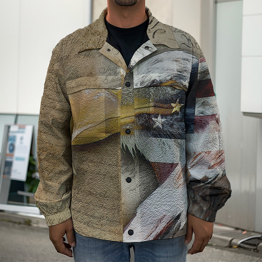 American Land Of Liberty Print Men's Shirt Jacket