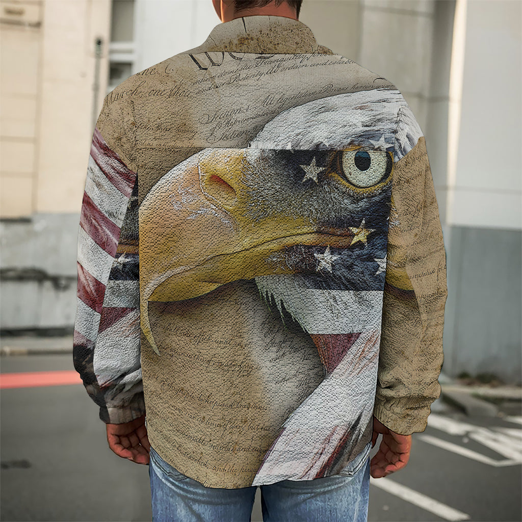 American Land Of Liberty Print Men's Shirt Jacket