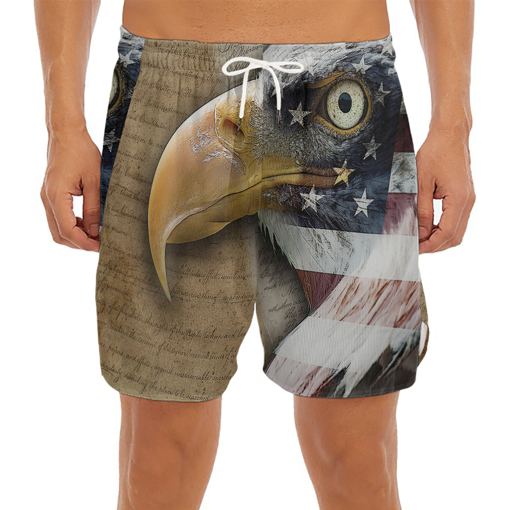 American Land Of Liberty Print Men's Split Running Shorts