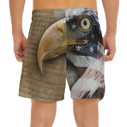 American Land Of Liberty Print Men's Split Running Shorts