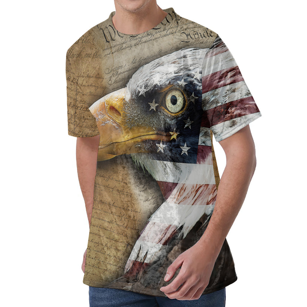 American Land Of Liberty Print Men's Velvet T-Shirt