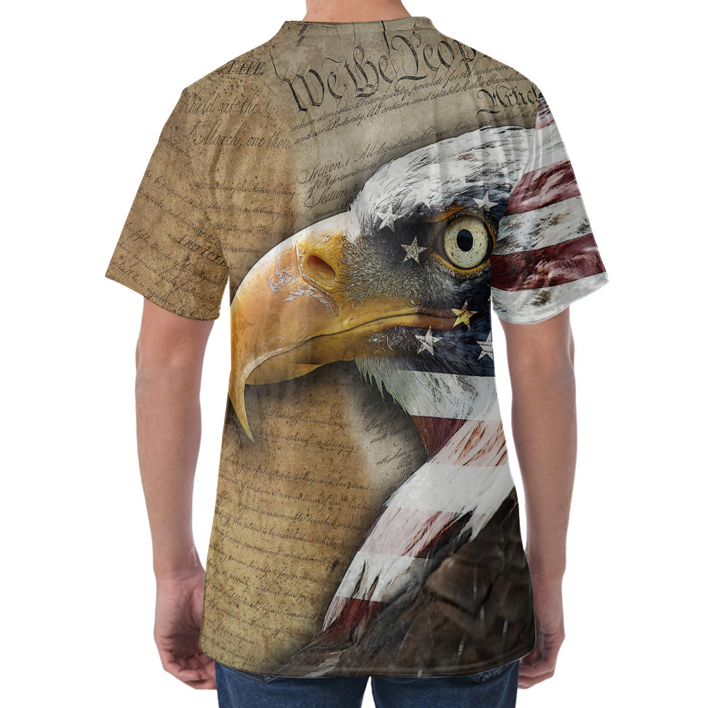 American Land Of Liberty Print Men's Velvet T-Shirt