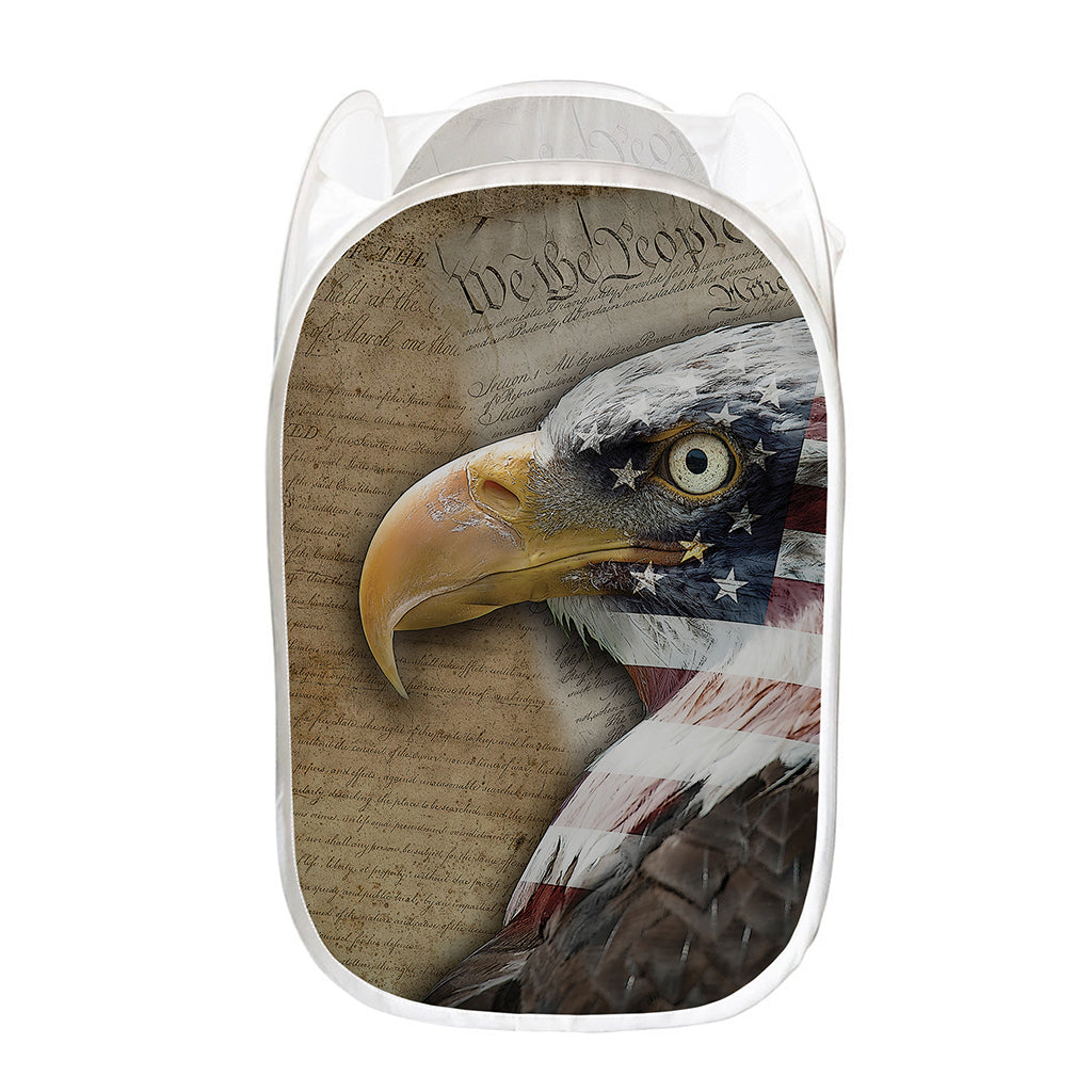 American Land Of Liberty Print Mesh Laundry Hamper