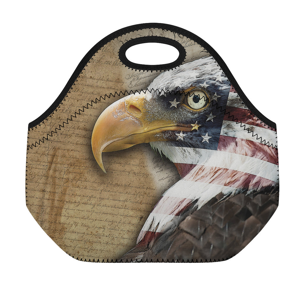 American Land Of Liberty Print Neoprene Lunch Bag