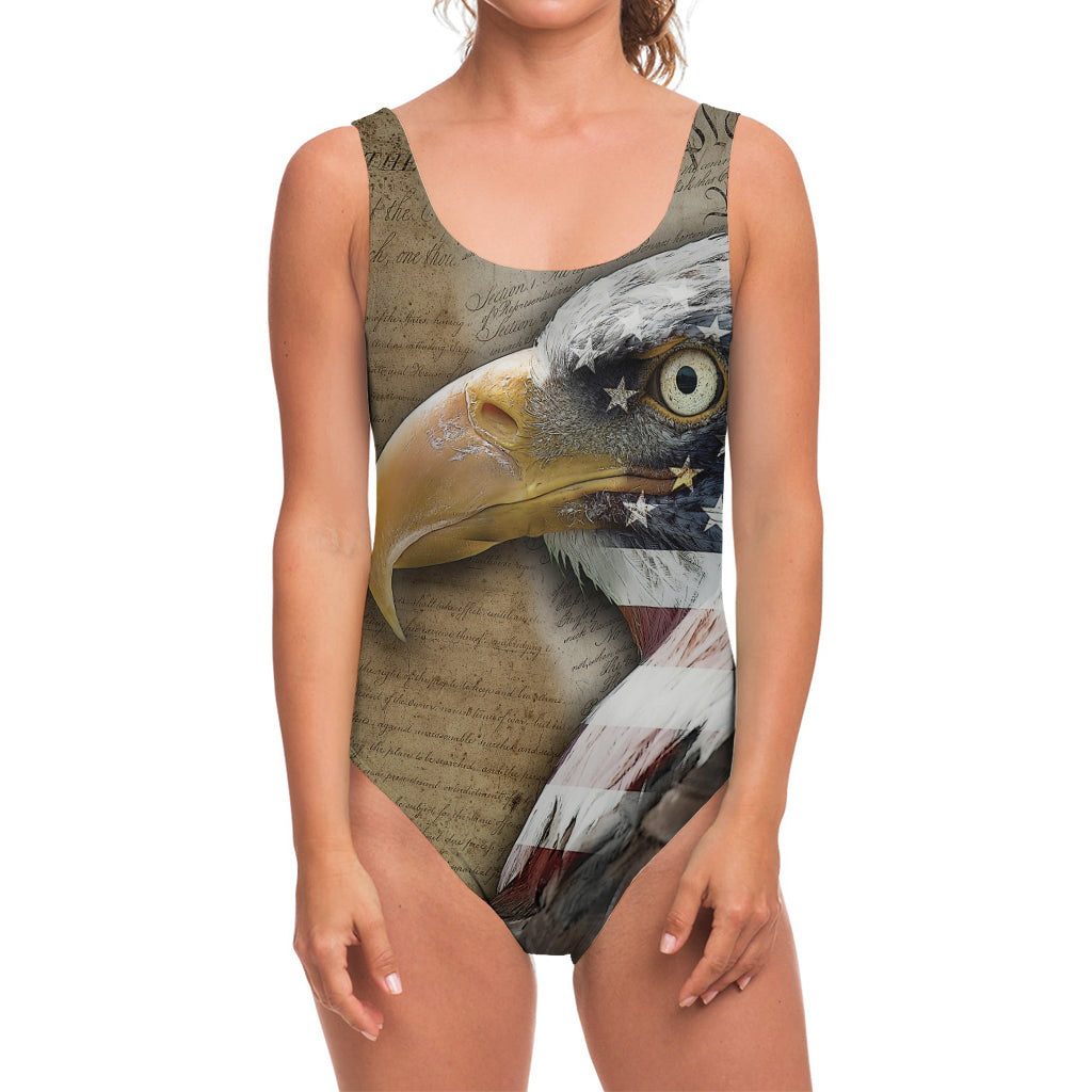 American Land Of Liberty Print One Piece Swimsuit