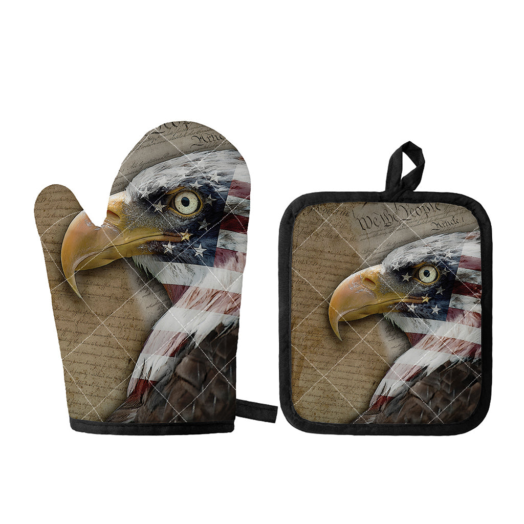 American Land Of Liberty Print Oven Mitt And Pot Holder Set