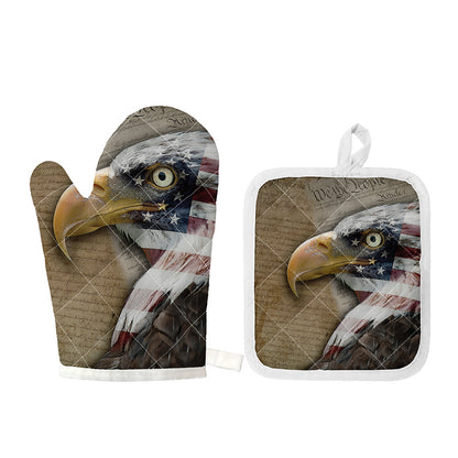American Land Of Liberty Print Oven Mitt And Pot Holder Set