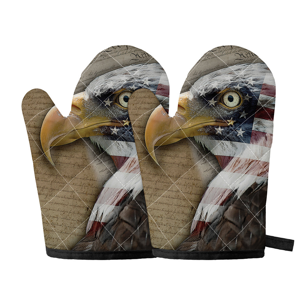 American Land Of Liberty Print Oven Mitts