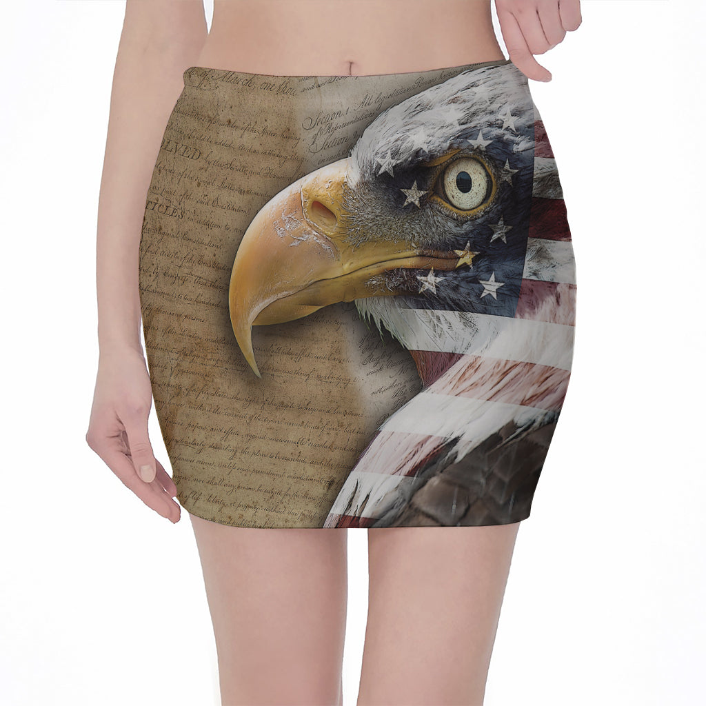American Land Of Liberty Print Pencil Mini Skirt