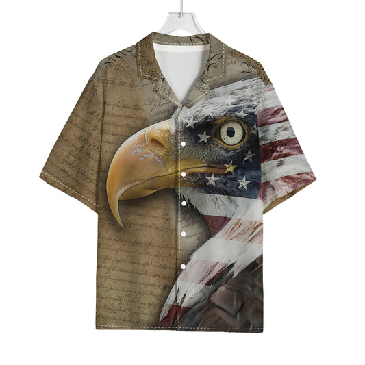 American Land Of Liberty Print Rayon Hawaiian Shirt