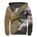 American Land Of Liberty Print Sherpa Lined Zip Up Hoodie