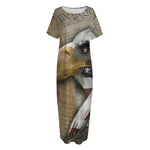 American Land Of Liberty Print Short Sleeve Long Nightdress