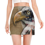 American Land Of Liberty Print Side Slit Mini Skirt