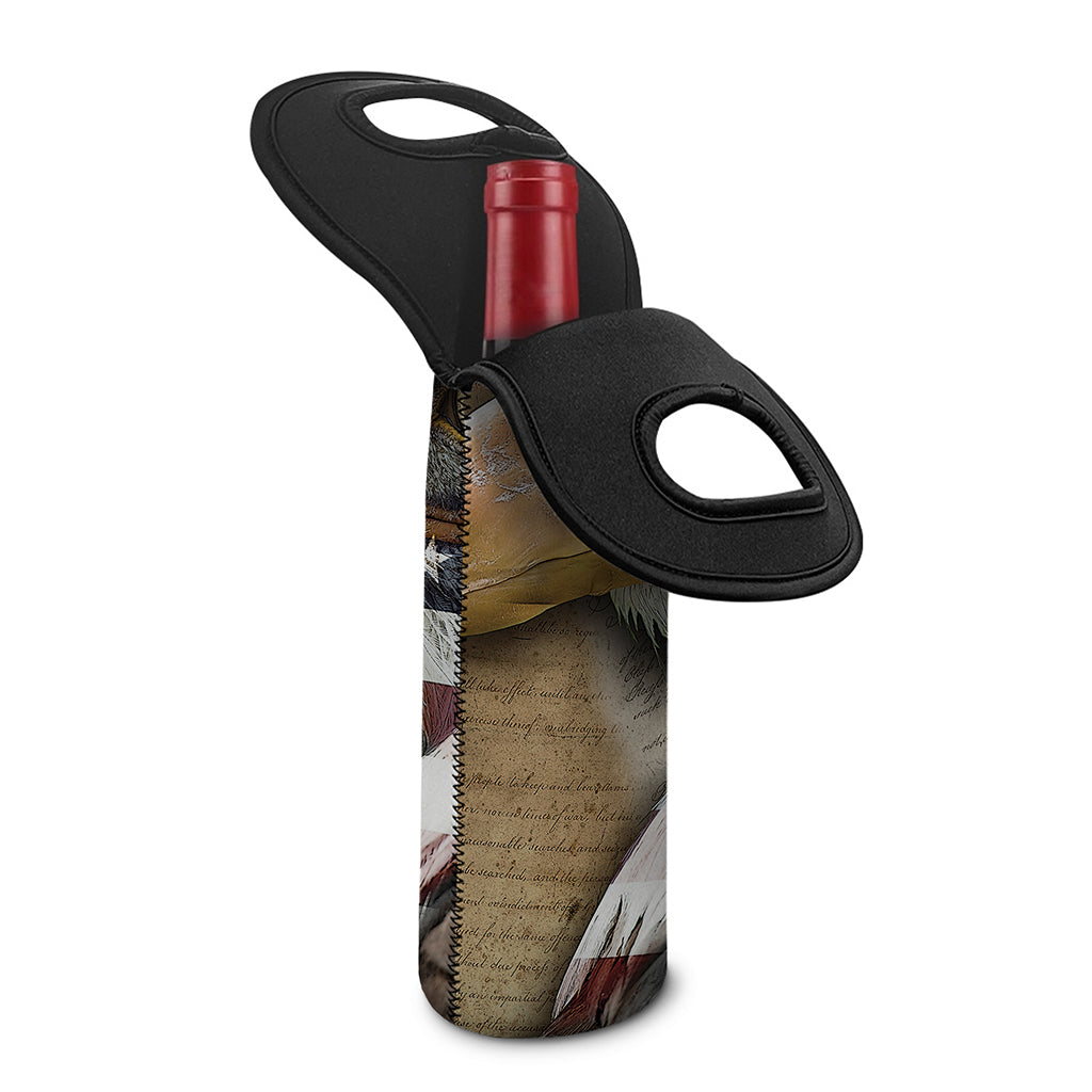 American Land Of Liberty Print Single Neoprene Wine Tote