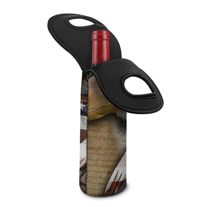 American Land Of Liberty Print Single Neoprene Wine Tote