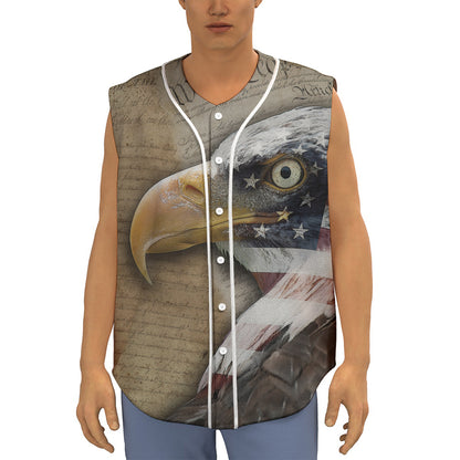 American Land Of Liberty Print Sleeveless Baseball Jersey