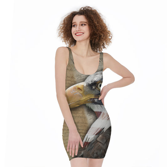American Land Of Liberty Print Sleeveless Bodycon Dress
