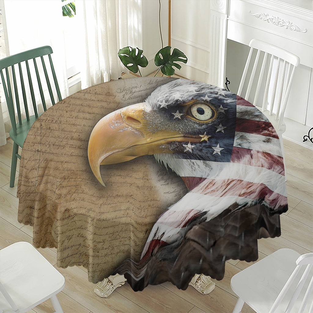 American Land Of Liberty Print Waterproof Round Tablecloth