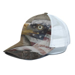 American Land Of Liberty Print White Mesh Trucker Cap