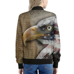 American Land Of Liberty Print Women's Bomber Jacket
