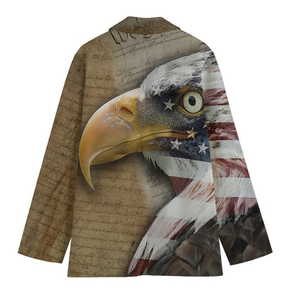 American Land Of Liberty Print Women's Cotton Blazer