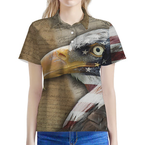 American Land Of Liberty Print Women's Polo Shirt