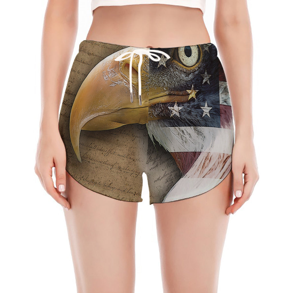 American Land Of Liberty Print Women's Split Running Shorts