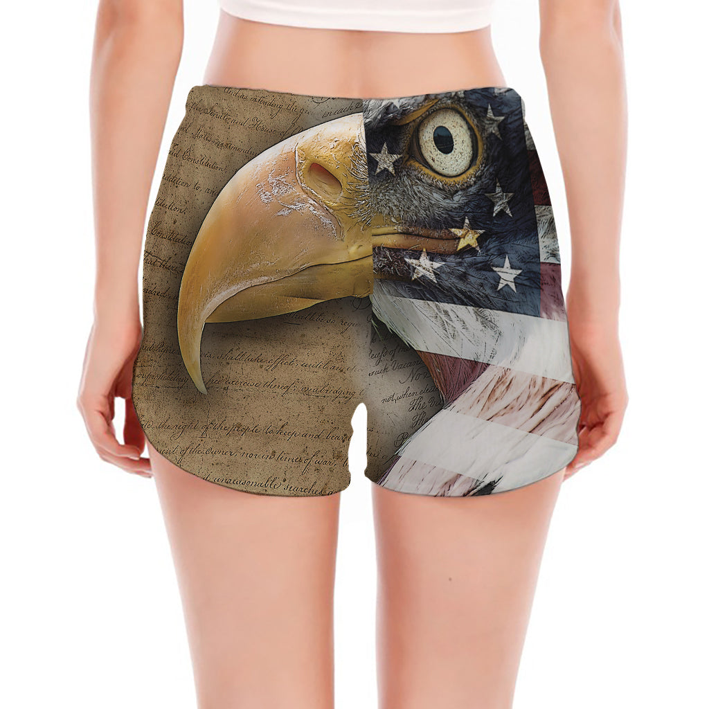 American Land Of Liberty Print Women's Split Running Shorts