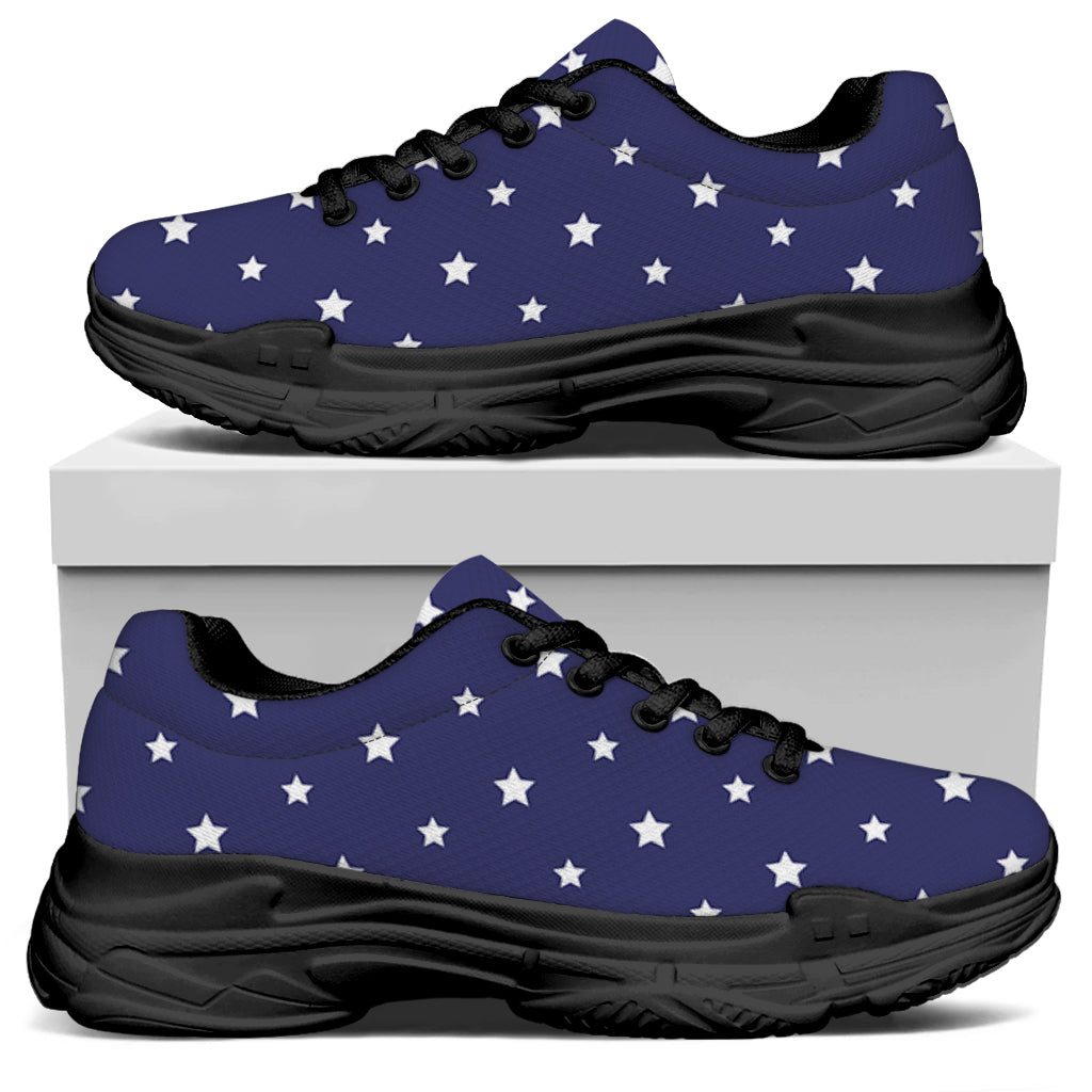 American Little Star Pattern Print Black Chunky Shoes