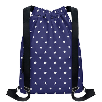 American Little Star Pattern Print Drawstring Backpack