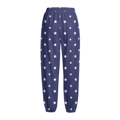 American Little Star Pattern Print Fleece Lined Knit Pants