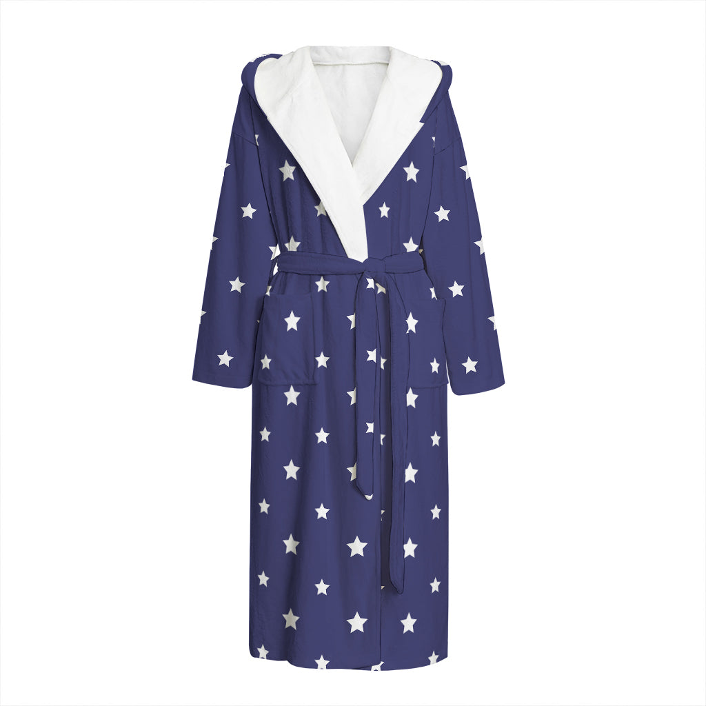 American Little Star Pattern Print Hooded Bathrobe