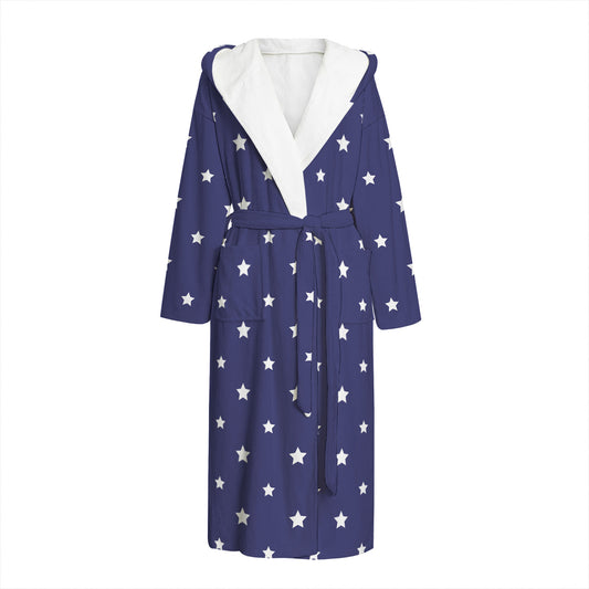 American Little Star Pattern Print Hooded Bathrobe
