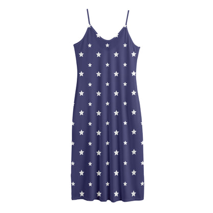 American Little Star Pattern Print Jersey Midi Cami Dress