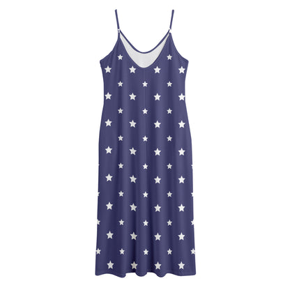 American Little Star Pattern Print Jersey Midi Cami Dress