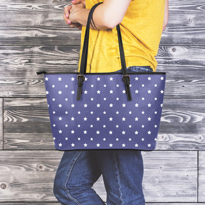 American Little Star Pattern Print Leather Tote Bag