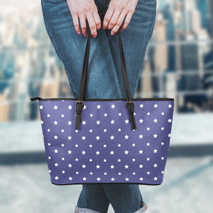 American Little Star Pattern Print Leather Tote Bag