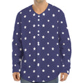 American Little Star Pattern Print Long Sleeve Baseball Jersey
