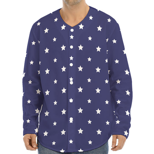 American Little Star Pattern Print Long Sleeve Baseball Jersey