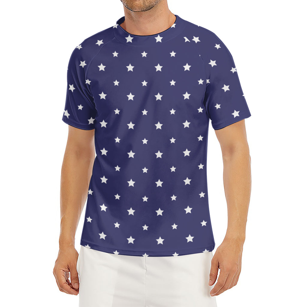 American Little Star Pattern Print Men's Short Sleeve Rash Guard