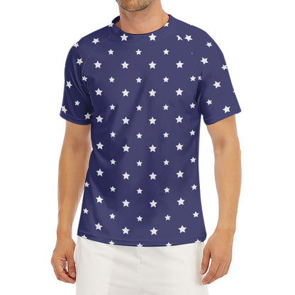 American Little Star Pattern Print Men's Short Sleeve Rash Guard