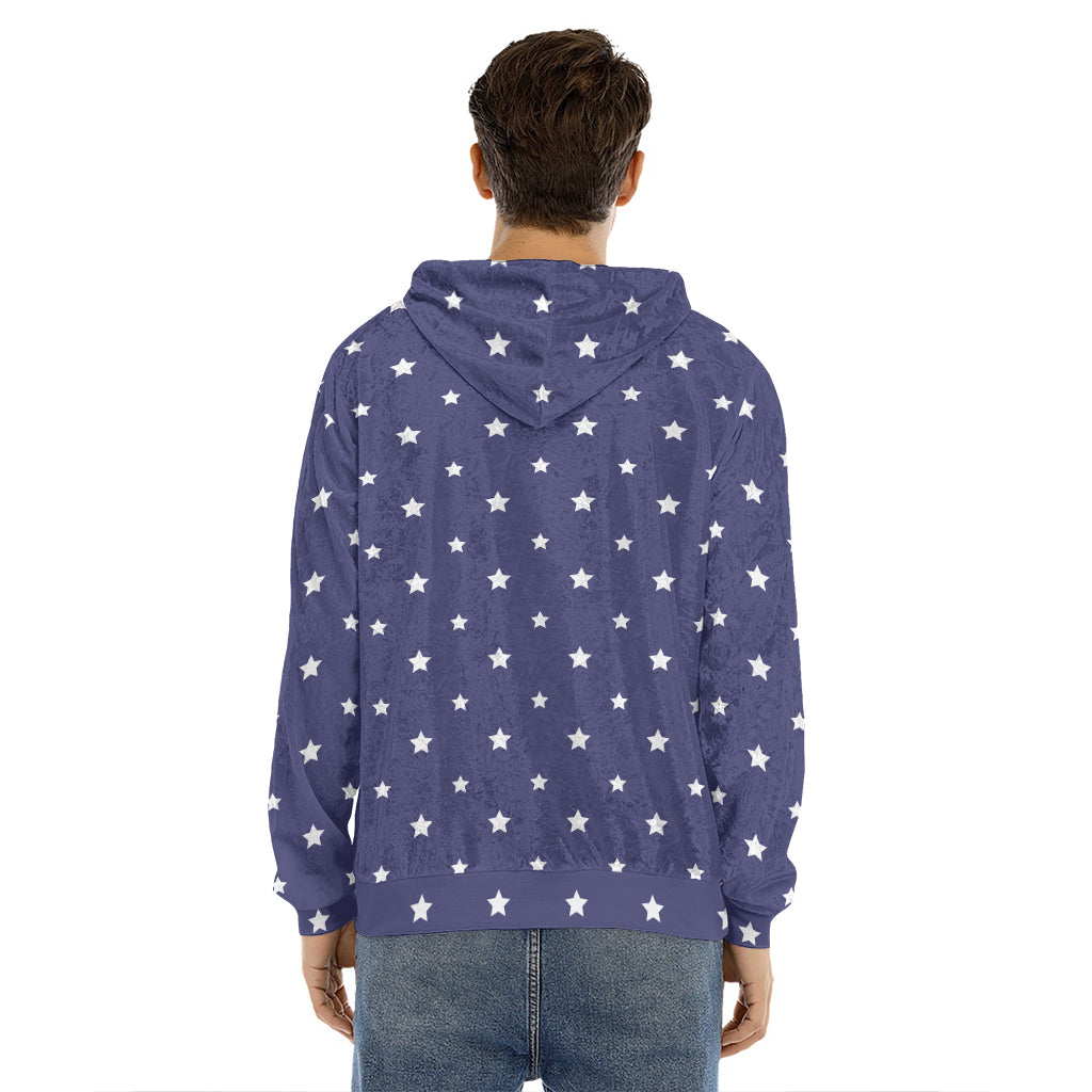 American Little Star Pattern Print Men's Velvet Pullover Hoodie