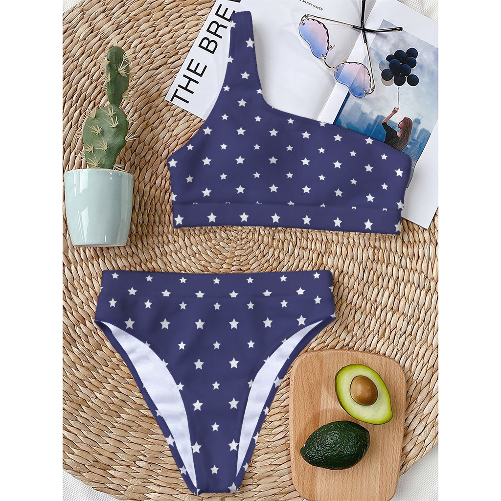 American Little Star Pattern Print One Shoulder Bikini Top
