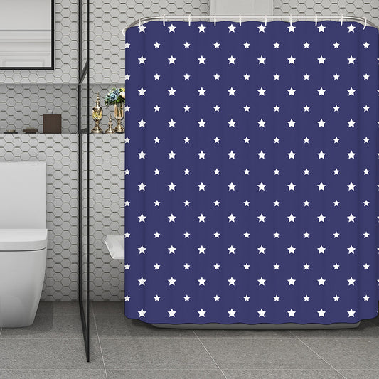 American Little Star Pattern Print Polyester Shower Curtain