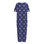 American Little Star Pattern Print Short Sleeve Long Nightdress