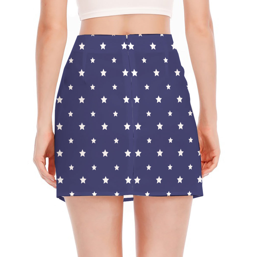 American Little Star Pattern Print Side Slit Mini Skirt